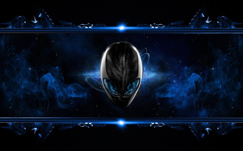 Alien Head in Space — Blue, Dramatic, Night, Digital Art, Stars