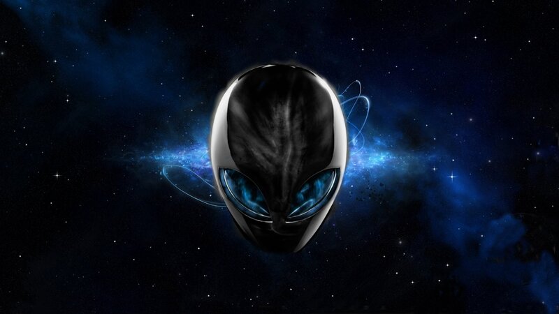 Alien Head in Space — Blue, Dramatic, Night