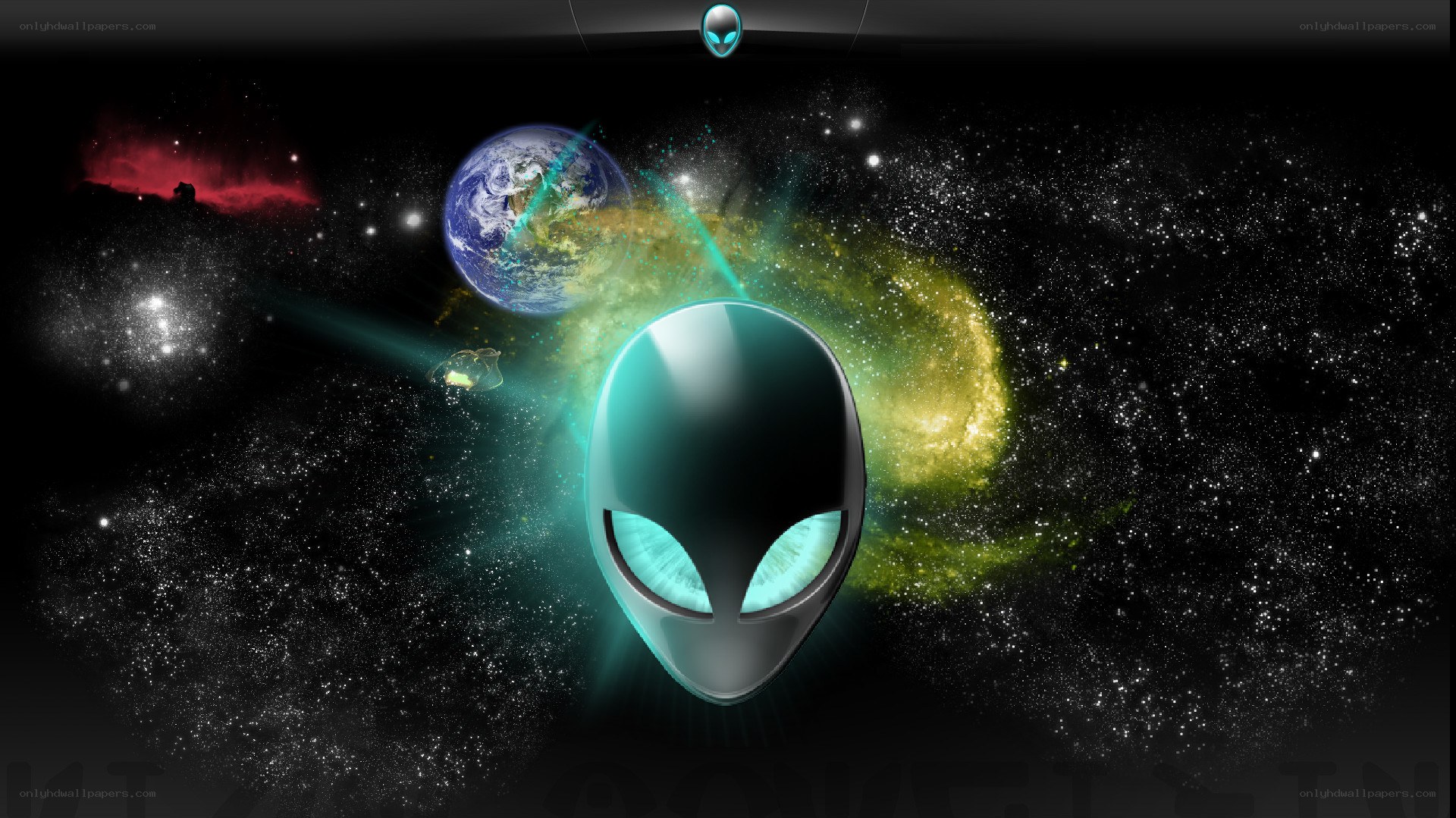 alien head in space with earth