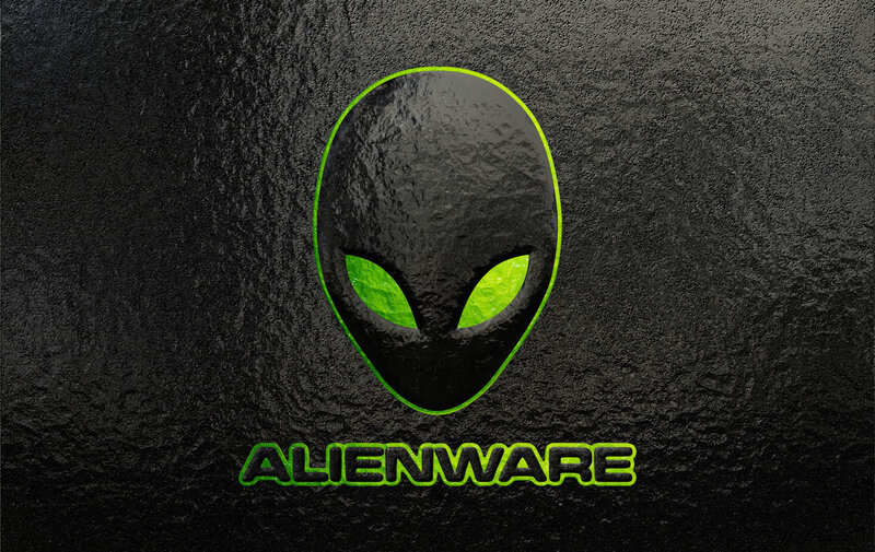 Alien Head Logo — Black, Dark, Digital Art, Text, Green