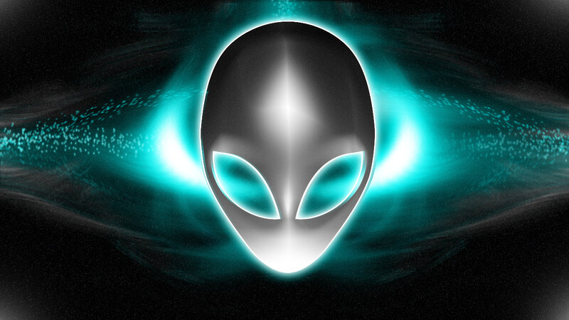 Alien Head Logo — Black, Dramatic, Digital Art, Glow, Space
