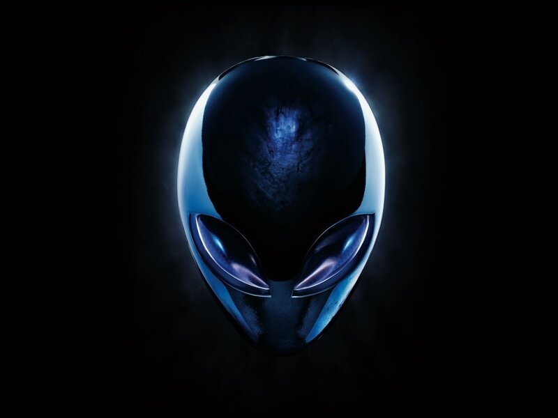 Alien Head Logo — Black, Dramatic, Digital Art, Light