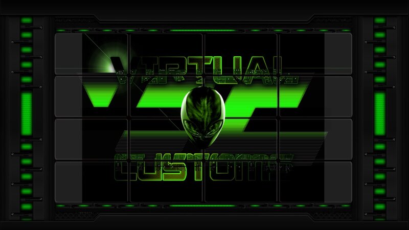 Alien Head Logo — Black, Futuristic, Digital Art, Green Lights