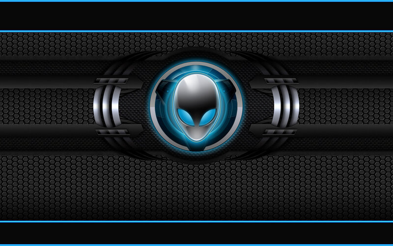 Alien Head Logo — Black, Futuristic, Digital Art, Hexagonal Pattern