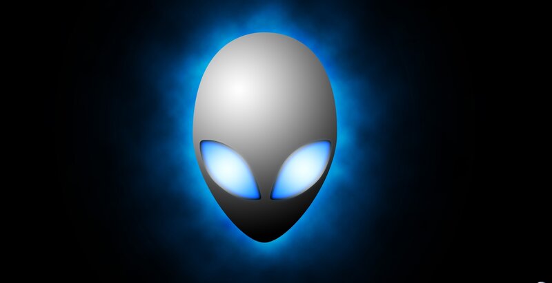 Alien Head Logo — Blue, Dramatic, Digital Art