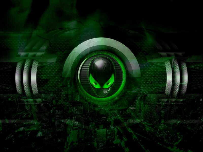 Alien Head Logo — Green, Dark, Futuristic