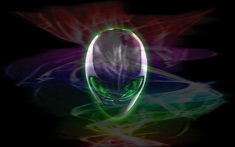 Alien Head Logo — Green, Dramatic, Digital Art, Glowing Eyes