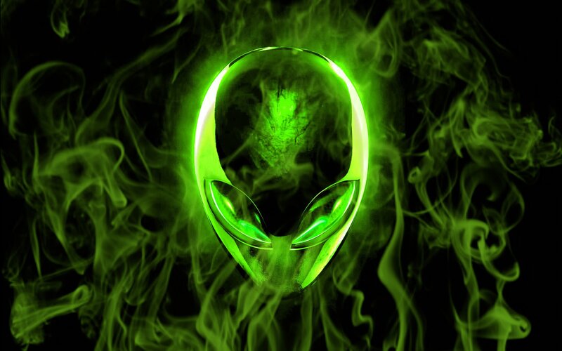 Alien Head Logo — Green, Dramatic, Digital Art