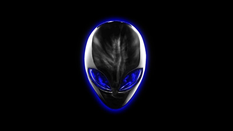 Alien head logo with blue glow