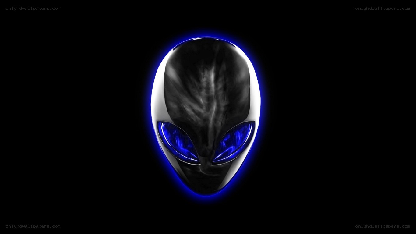 Alien head logo with blue glow