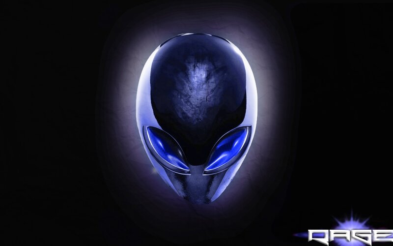 Alien head logo with blue glow