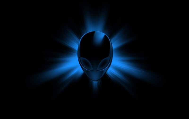 Alien head logo with blue glow