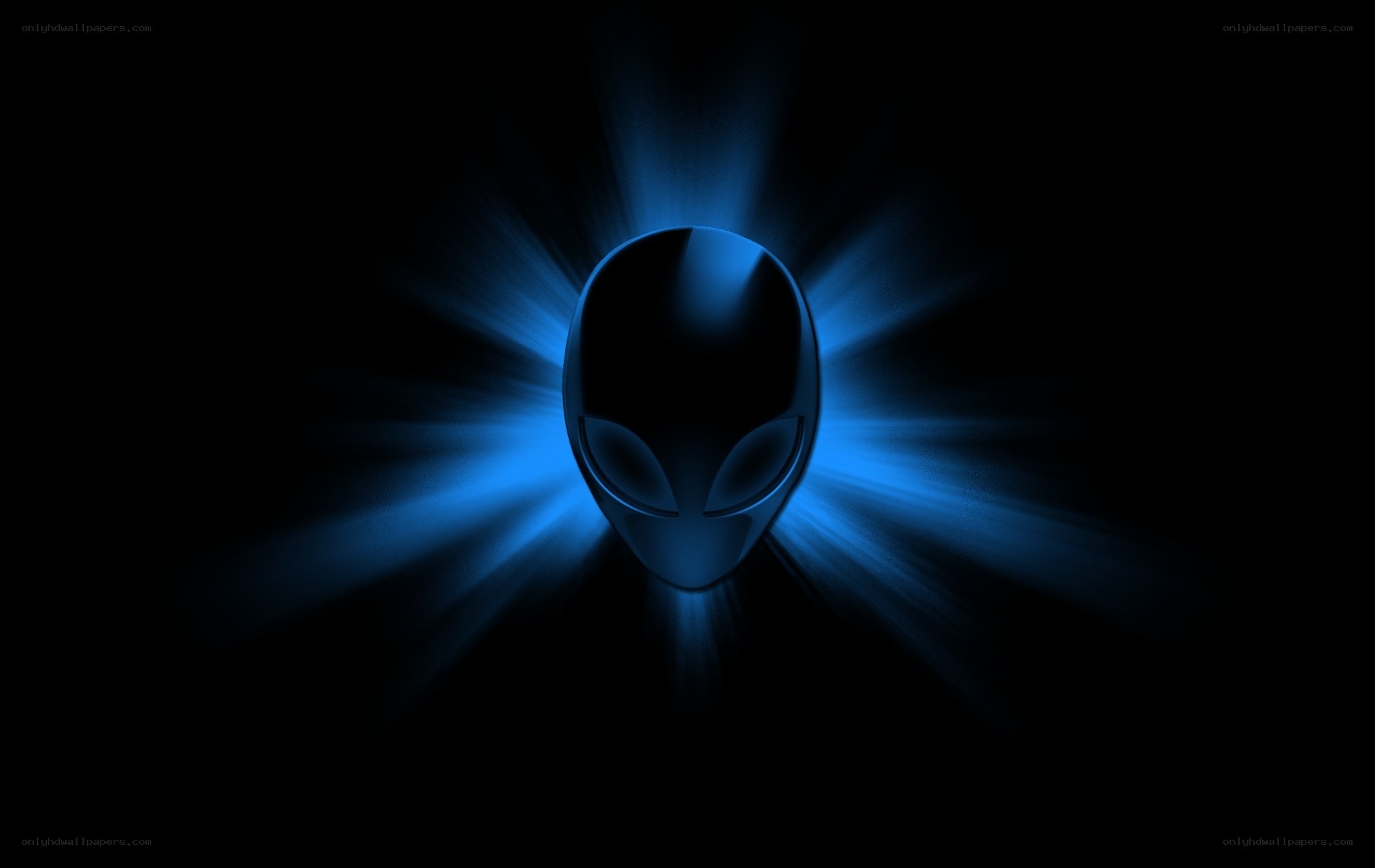 Alien head logo with blue glow