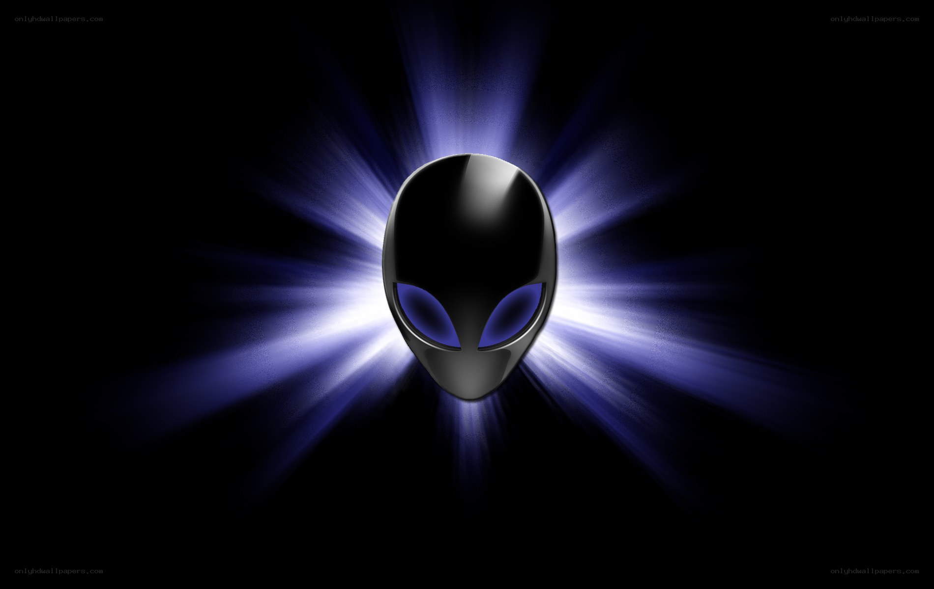 Alien head logo with blue light