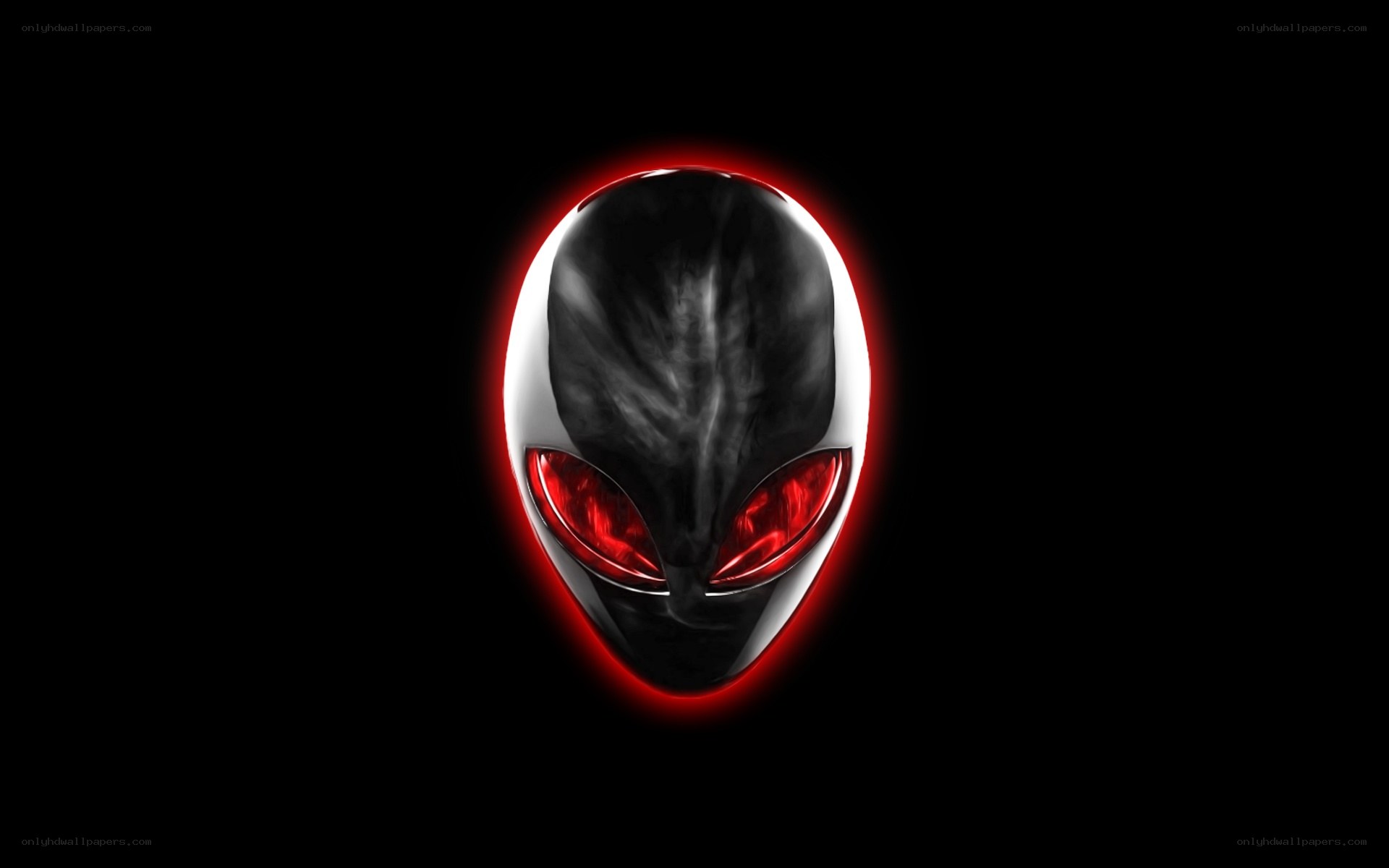 Alien head logo with red glow