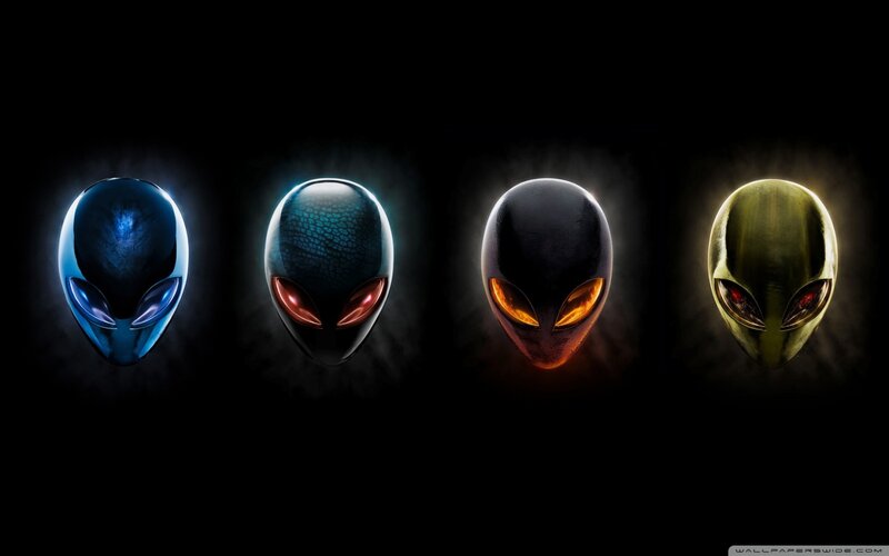 Alien head logos in various colors