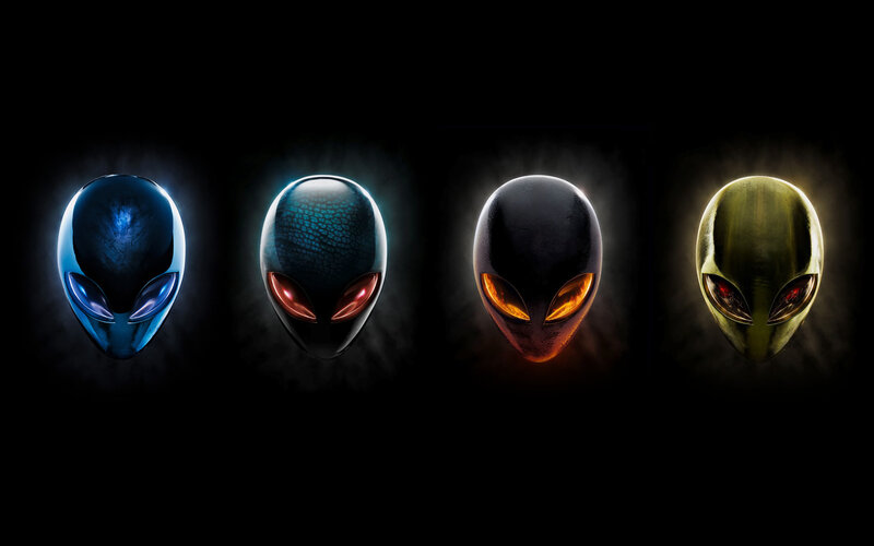 Alien head logos in various colors