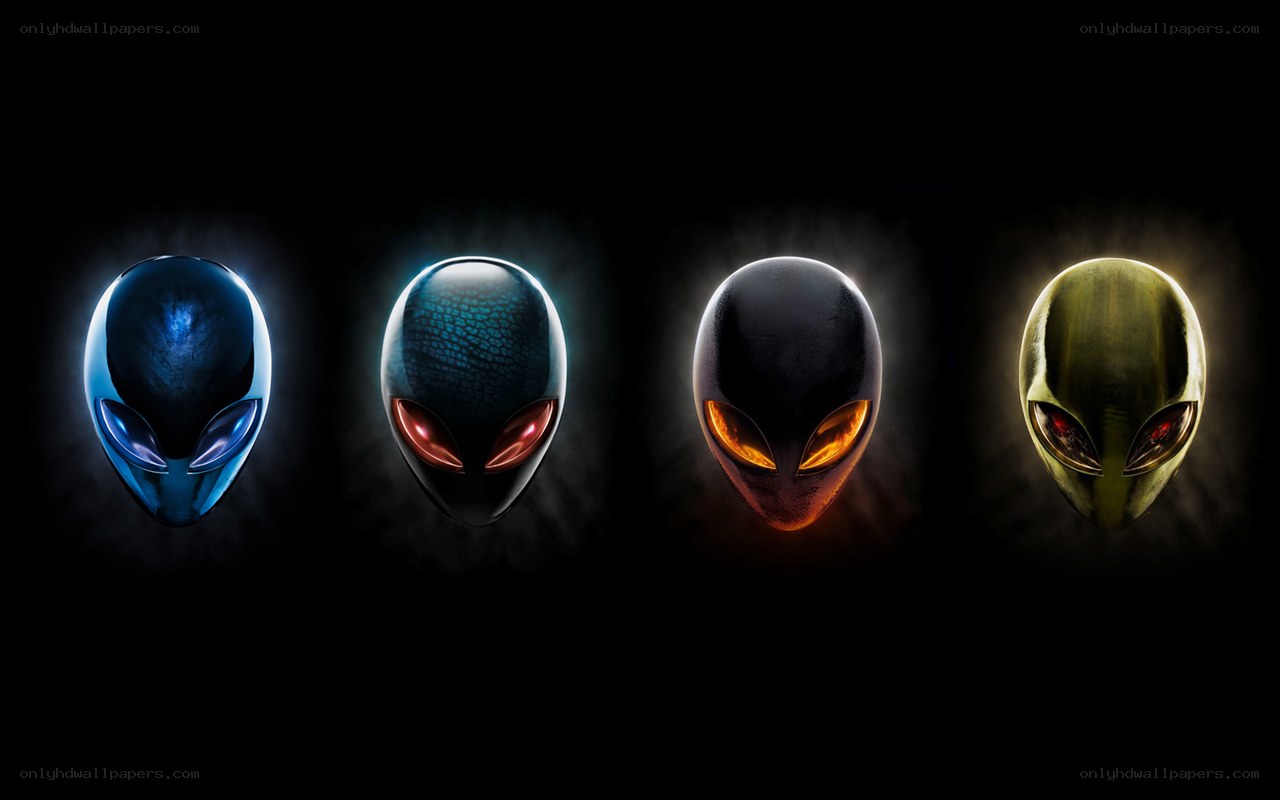 Alien head logos in various colors