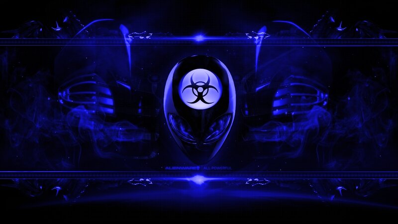 Alien Head with Biohazard Symbol — Blue