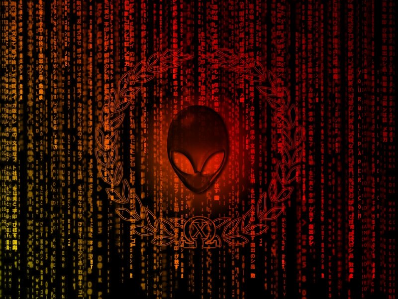 Alien head with digital code
