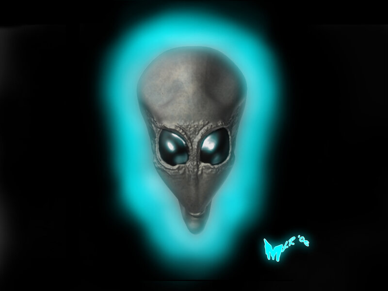 Alien Head with Glowing Aura