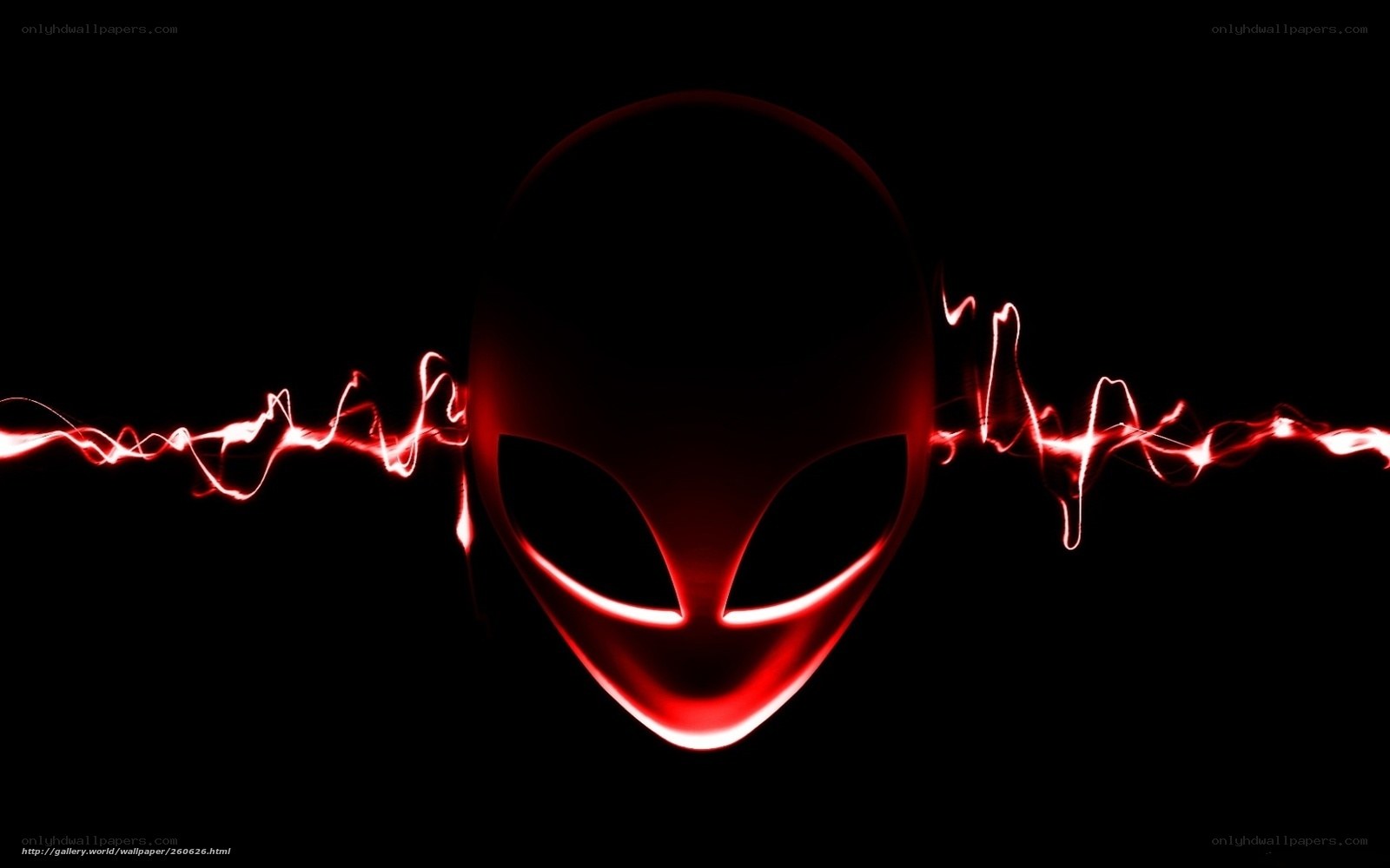 Alien head with red energy