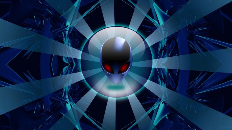 Alien Head with Red Eyes — Blue