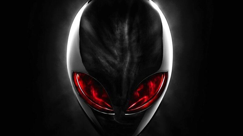 Alien head with red eyes
