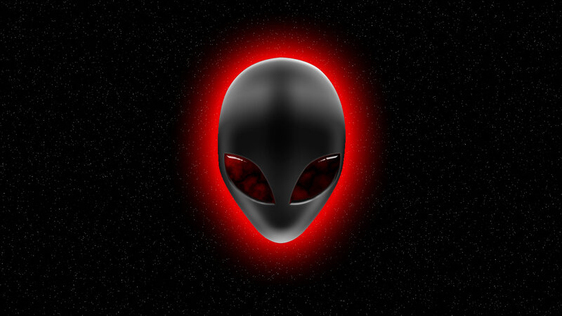 alien head with red glow