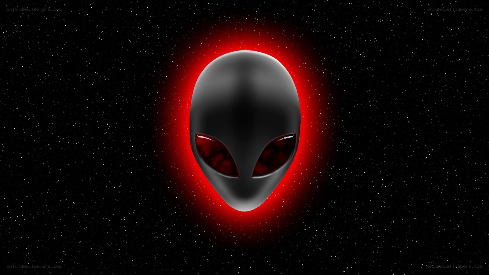 alien head with red glow