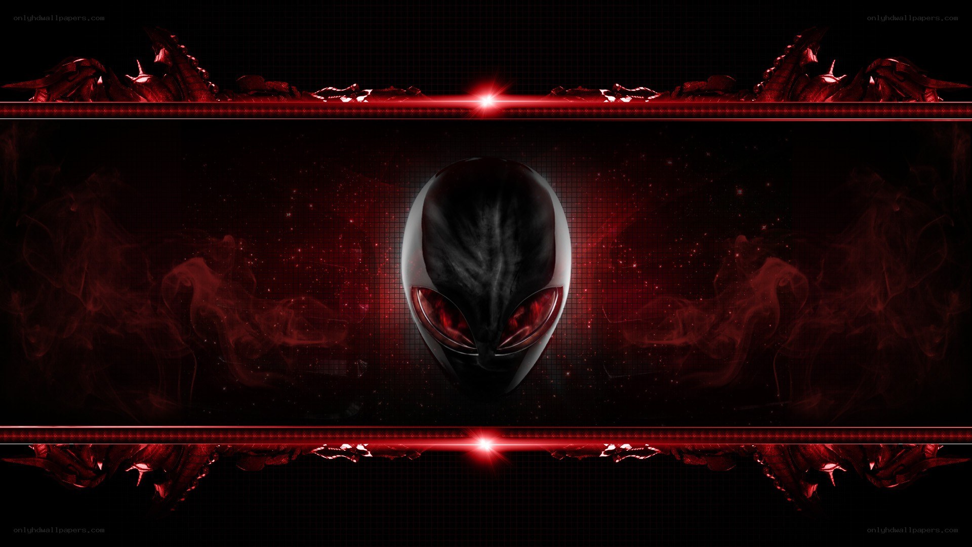 Alien head with red lights