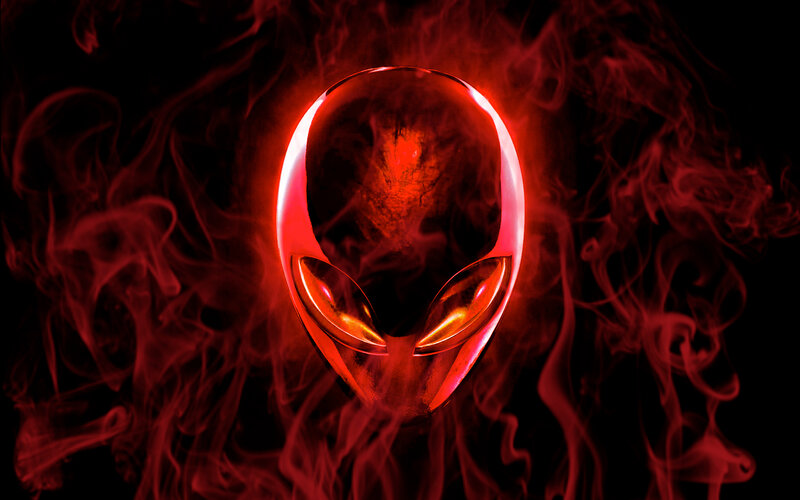 Alien head with red smoke