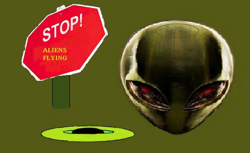 Alien Head with Stop Sign