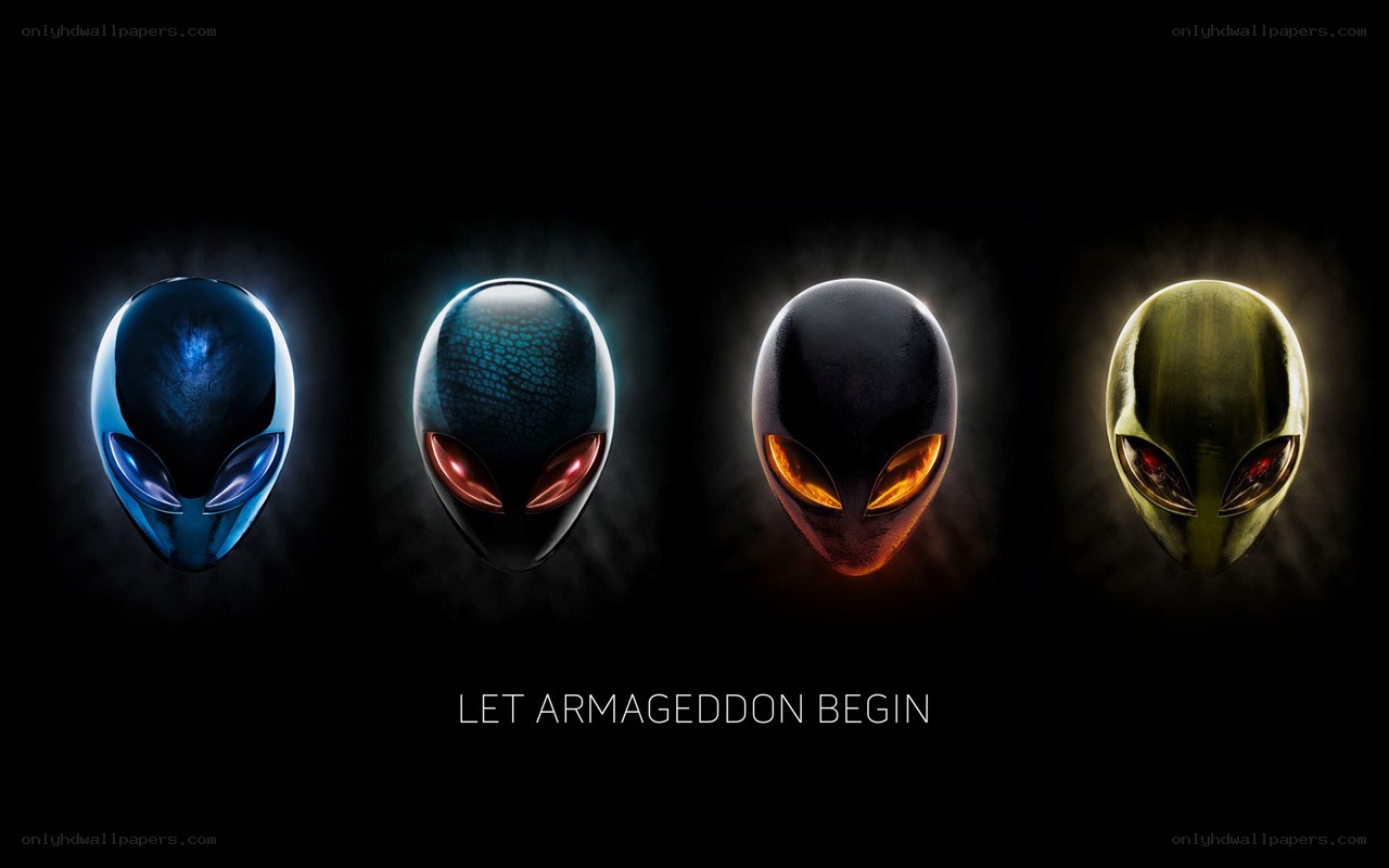 Alien heads with glowing eyes