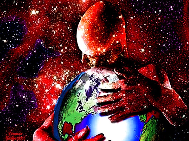 Alien Holding Earth — Red