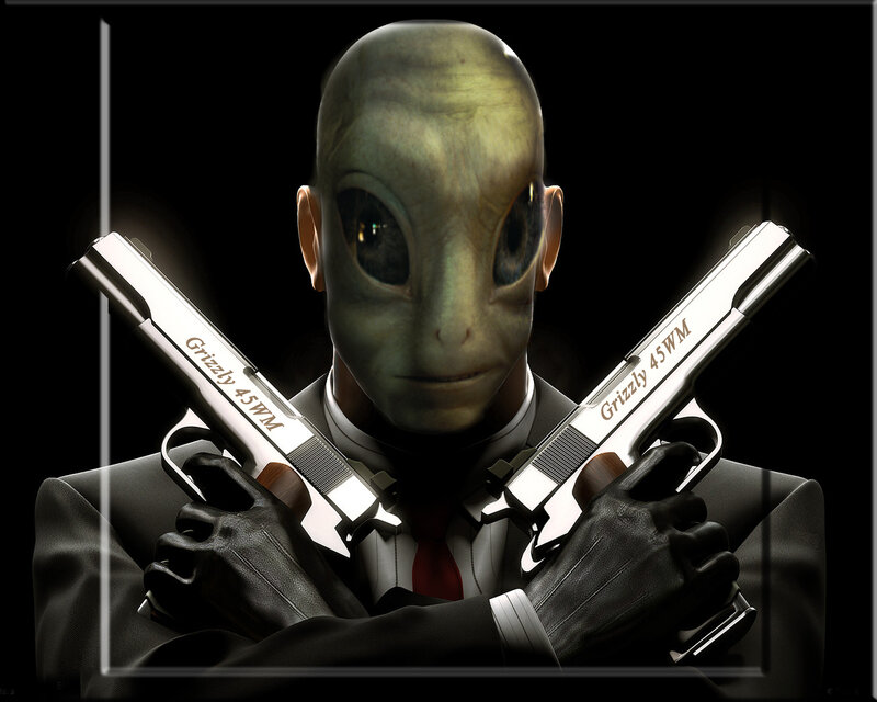 Alien Holding Guns