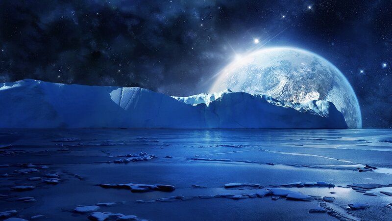alien ice world landscape