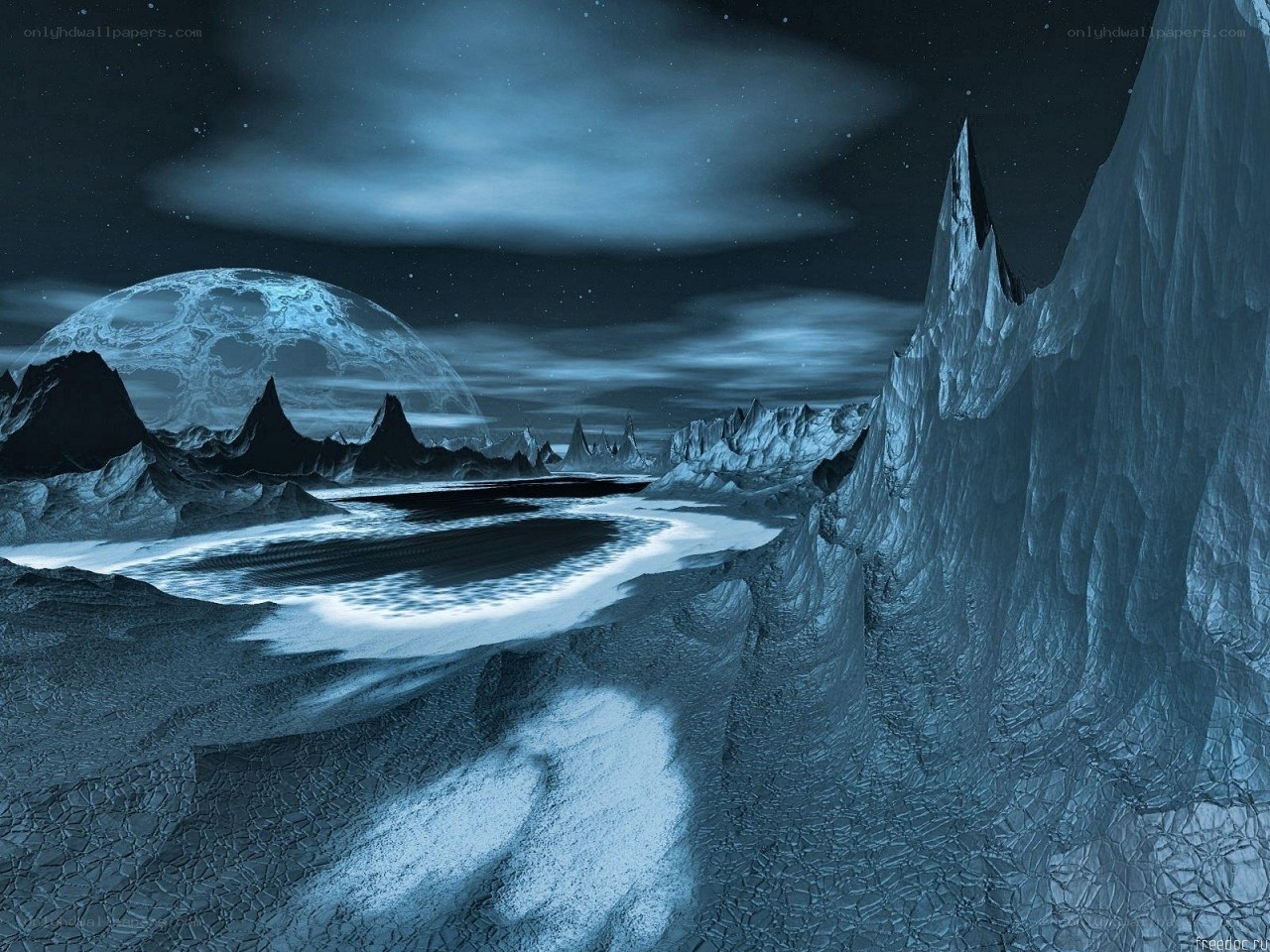 alien icy landscape
