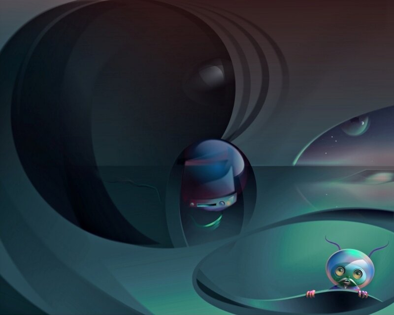 alien in a futuristic tunnel