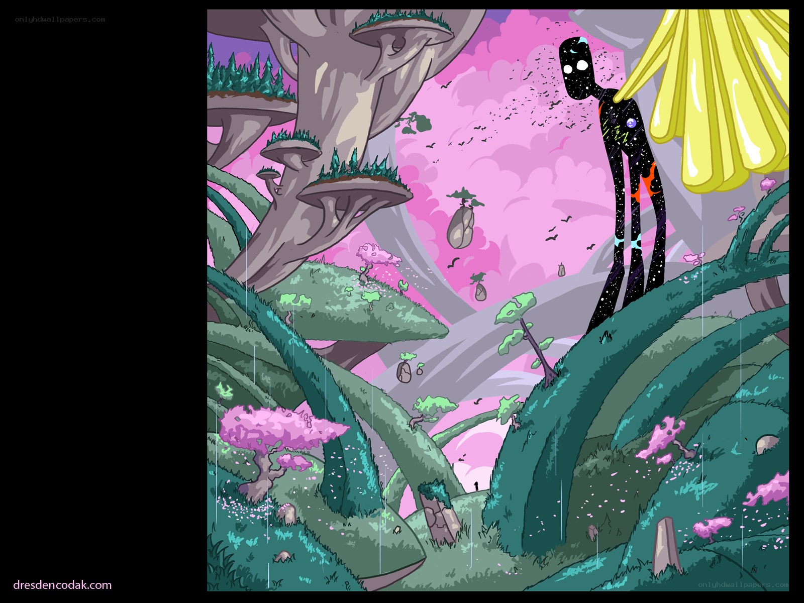 alien in a surreal landscape