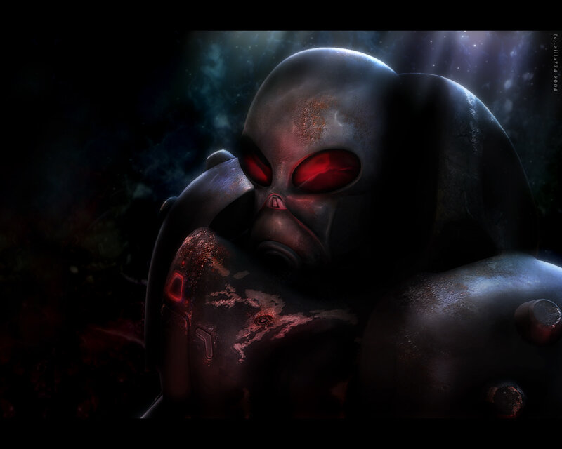 alien in dark armor