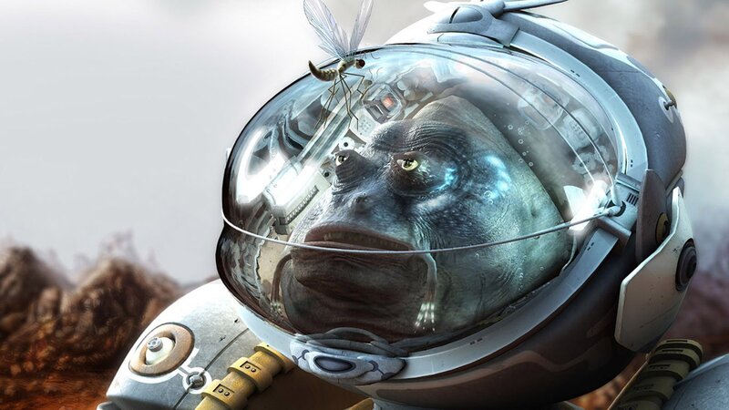 Alien in Helmet — Gray