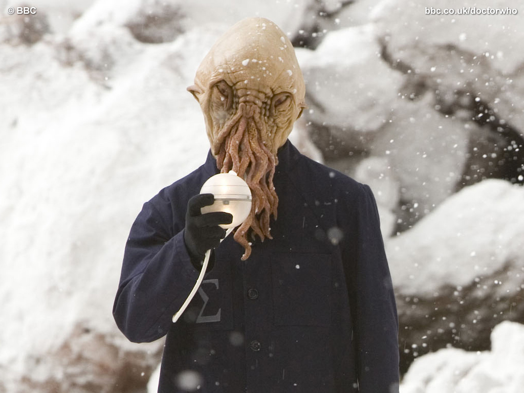 alien in snowy landscape