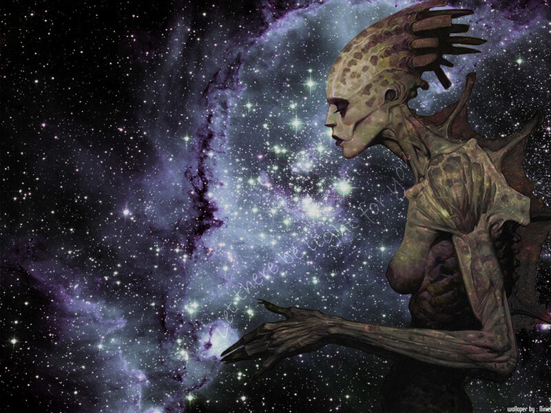 alien in space nebula