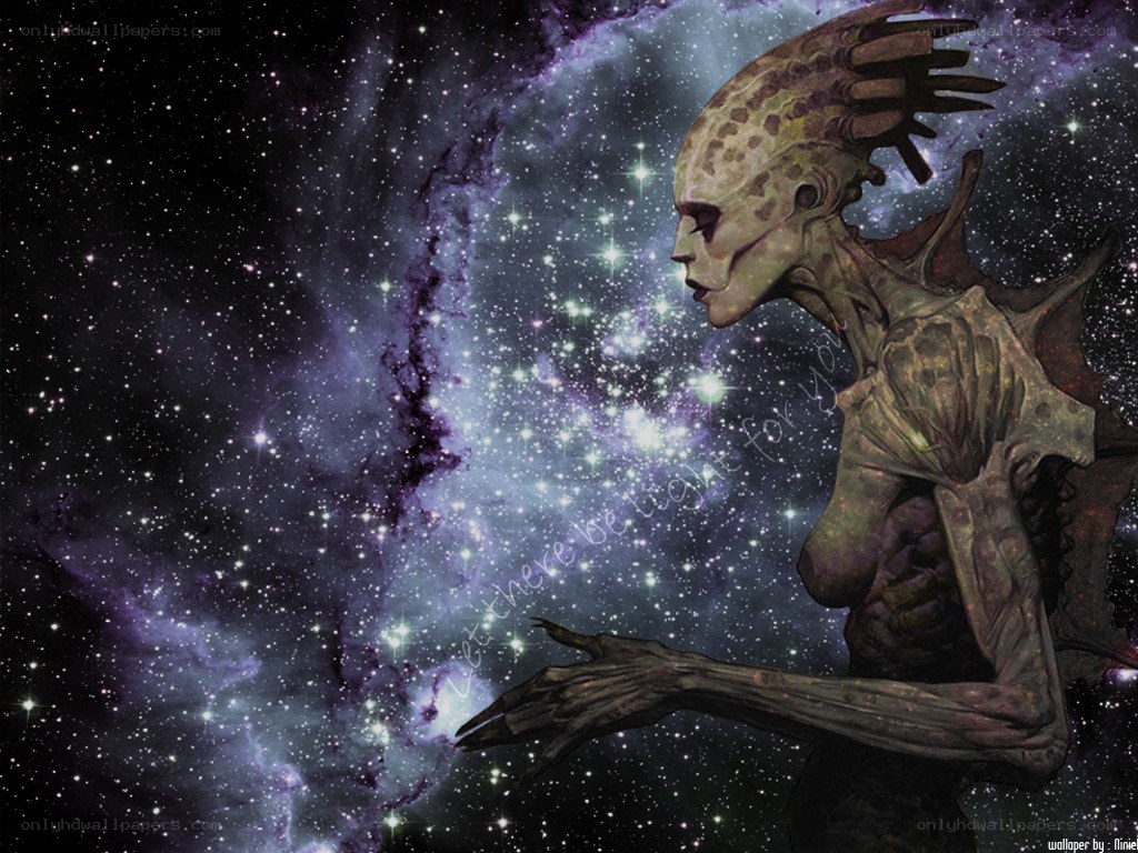 alien in space nebula