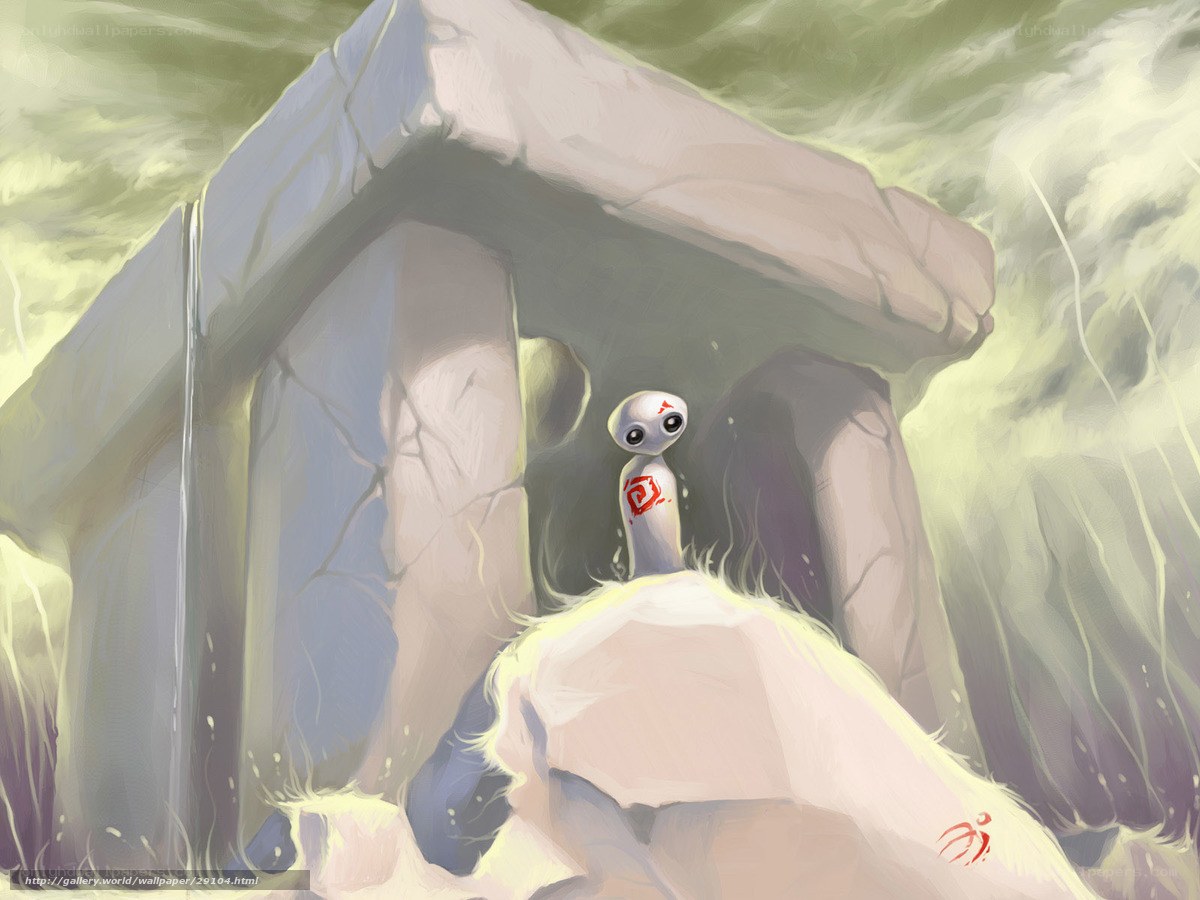 alien in stone shelter