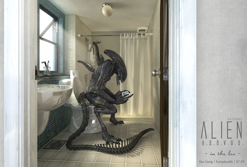 Alien in the bathroom