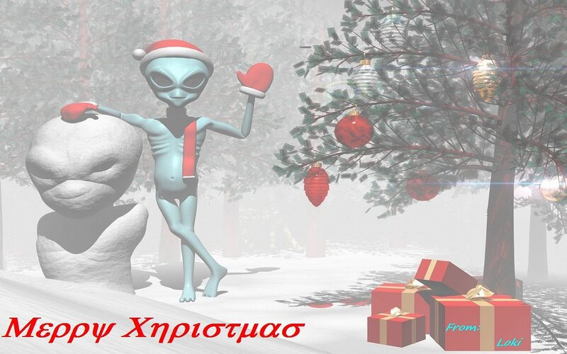 Alien in Winter Scene — White
