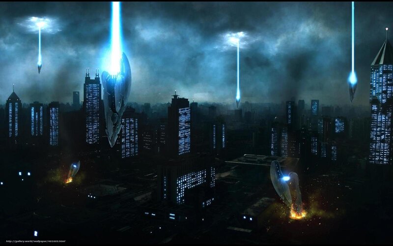 Alien invasion of a futuristic city