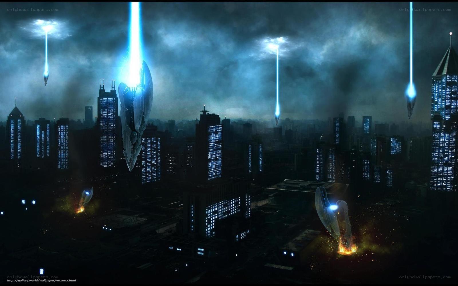 Alien invasion of a futuristic city